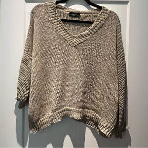 Roberto Collina Oversized Slouchy Dolman Sleeved Open Knit V-Neck Sweater